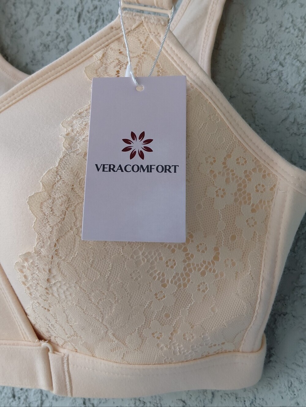 Vera Comfort Post-Surgery Adaptive Front Closure Bra — Lace Peach Nude — 2XL